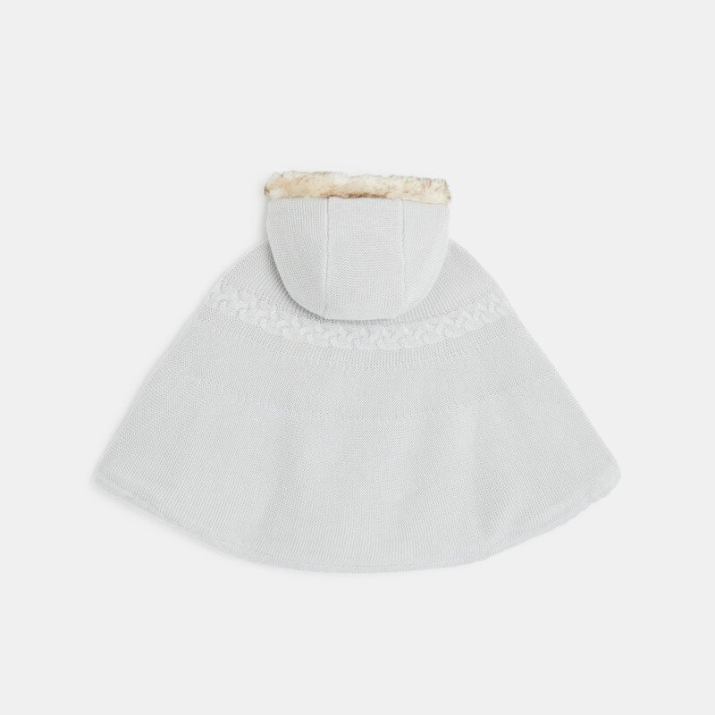 Manteau-pull maille doublée à capuche gris bébé fille Gris ou noir