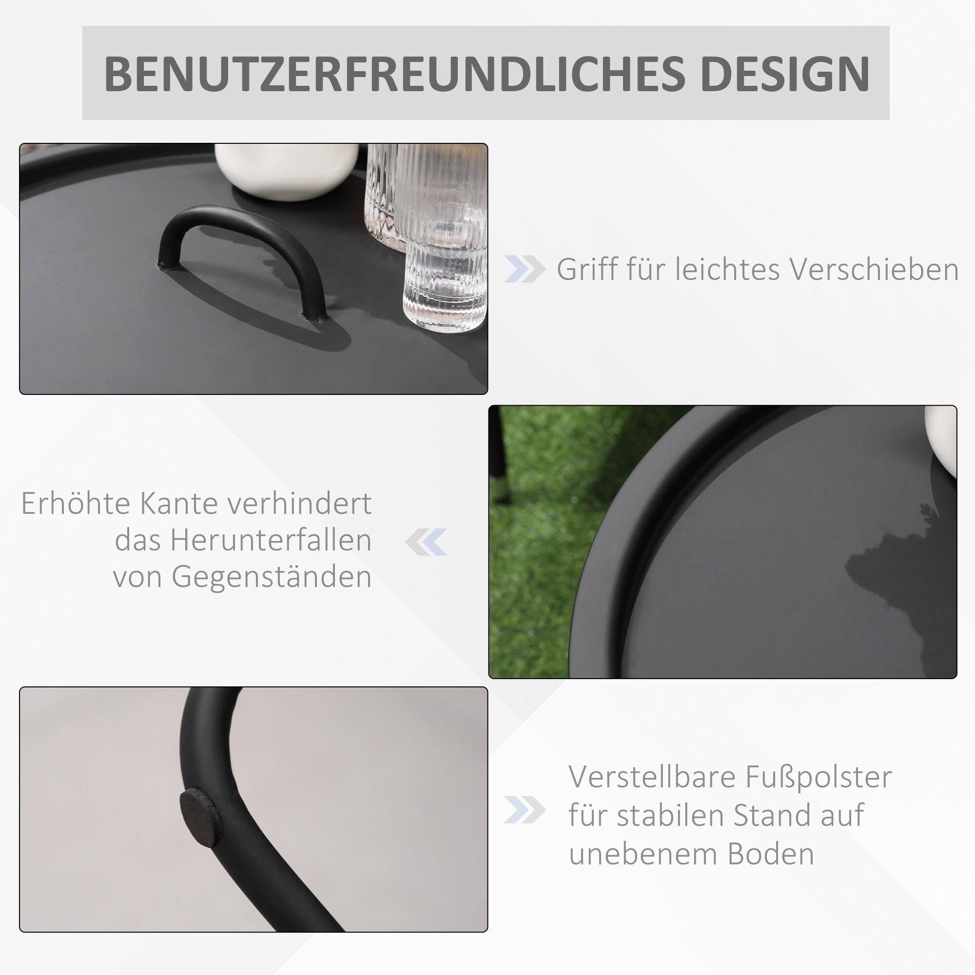 Outsunny Beistelltisch für den Garten schwarz 46 x 46 x 56 cm (BxLxH)