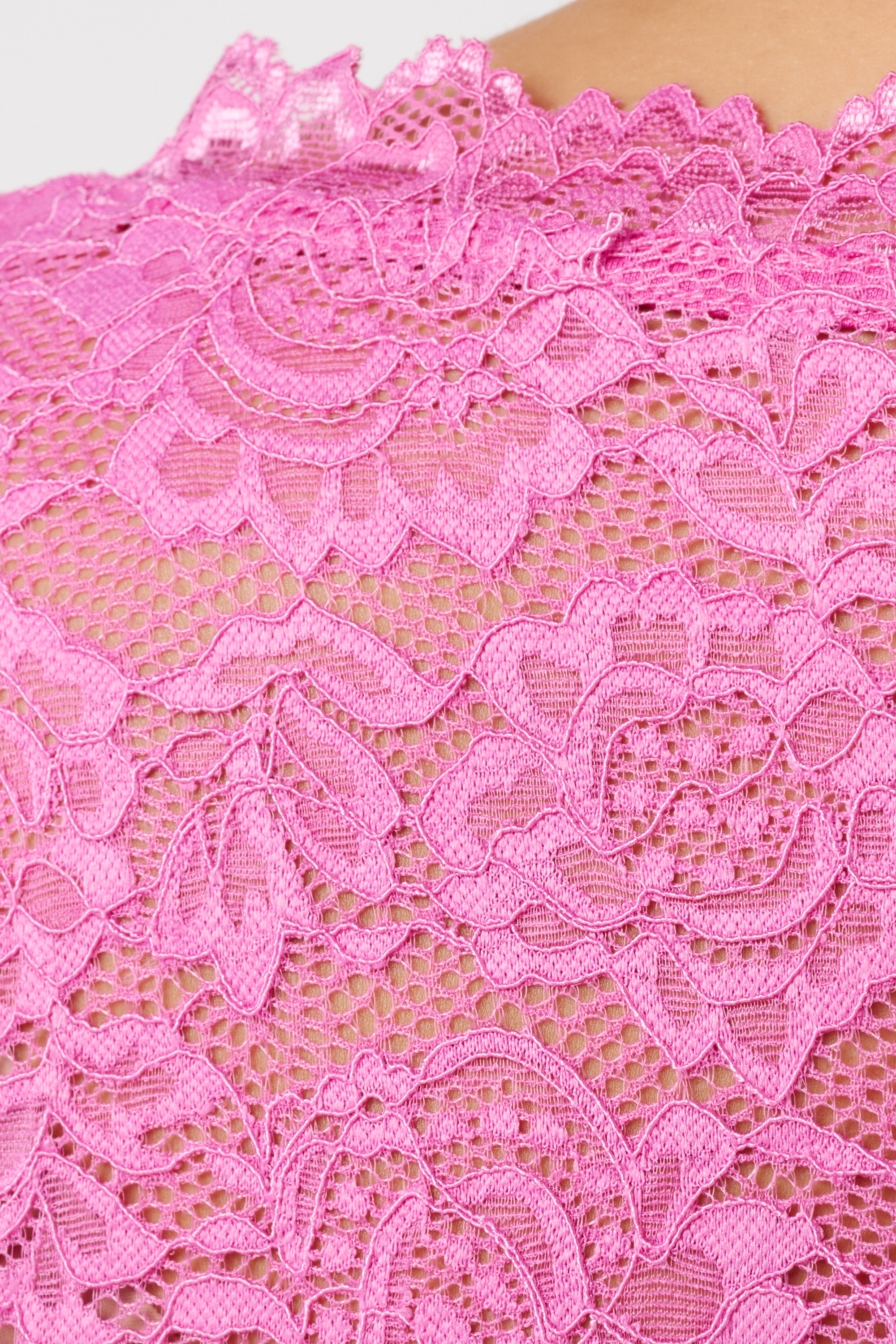 Kanten top met lange mouwen Pink