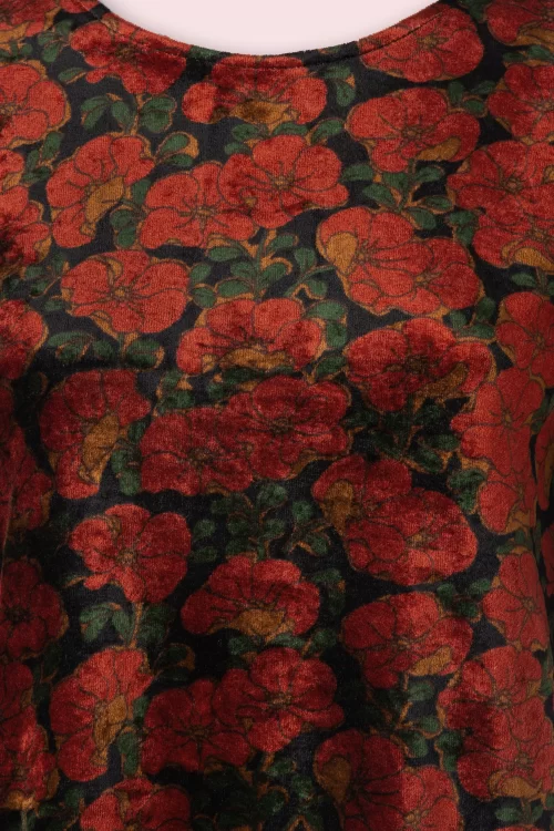 King Louie Lizzy Bloom fluwelen top in zwart