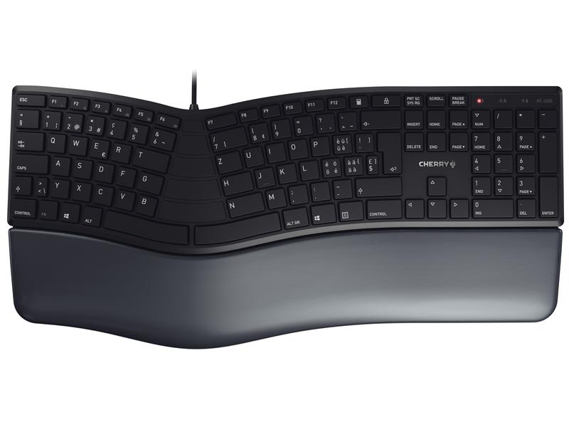 Cherry Tastatur KC 4500 ERGO CH-Layout Schwarz Tastatur mit ergonomischer Bauform