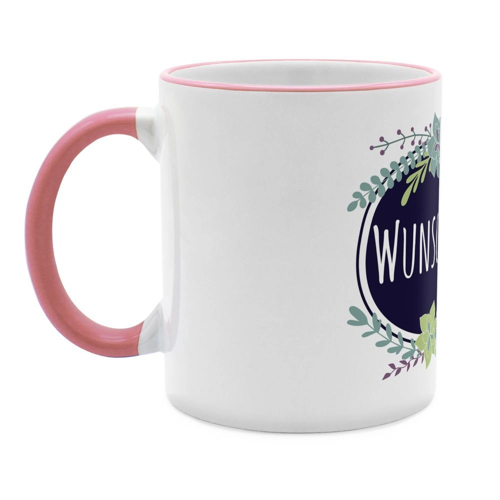 Flowers - Personalisierter Kaffeebecher (Farbe: Rosa)