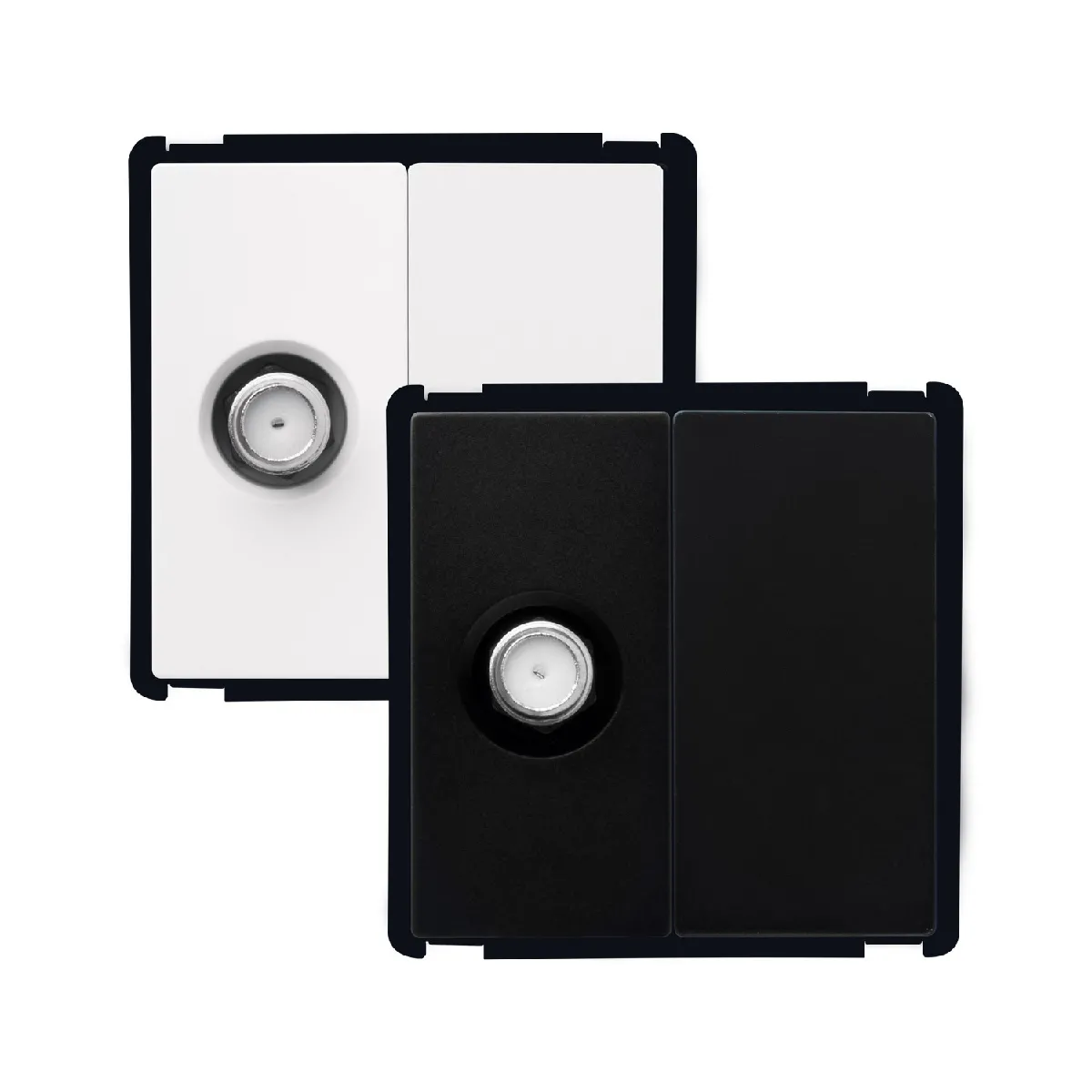 Ledkia Prise Satellite + Obturateur Modern - Blanc