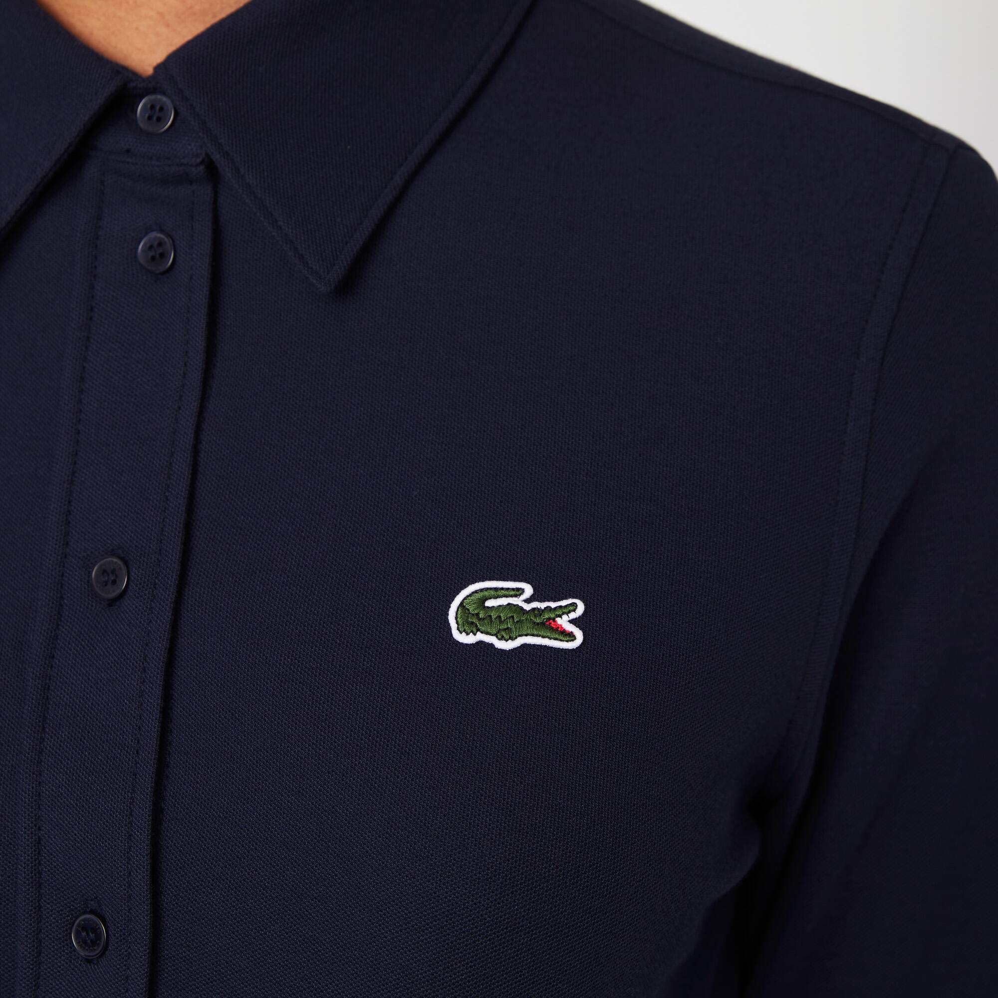 Chemise femme à col français Lacoste en piqué de coton Chemises & Hauts - Bleu - Lacoste - Femme
