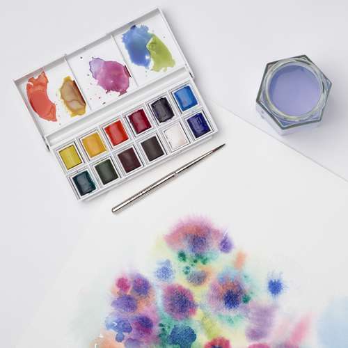 WINSOR & NEWTON Cotman™ Sketcher's Pocket Box, Aquarellfarben-Set mit 12 halben Näpfchen
