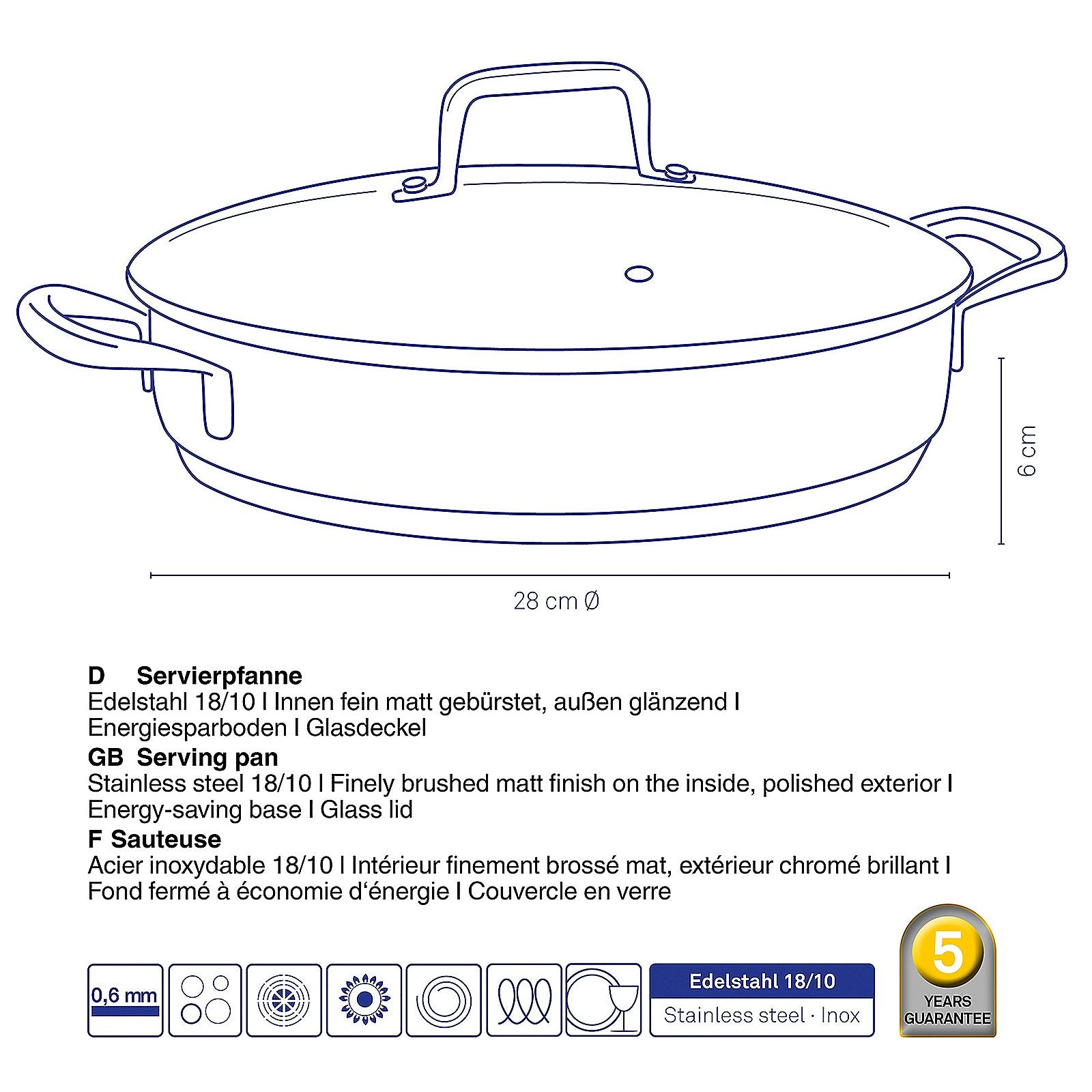 Hapjespan RVS, 28 cm - Kela | Flavoria