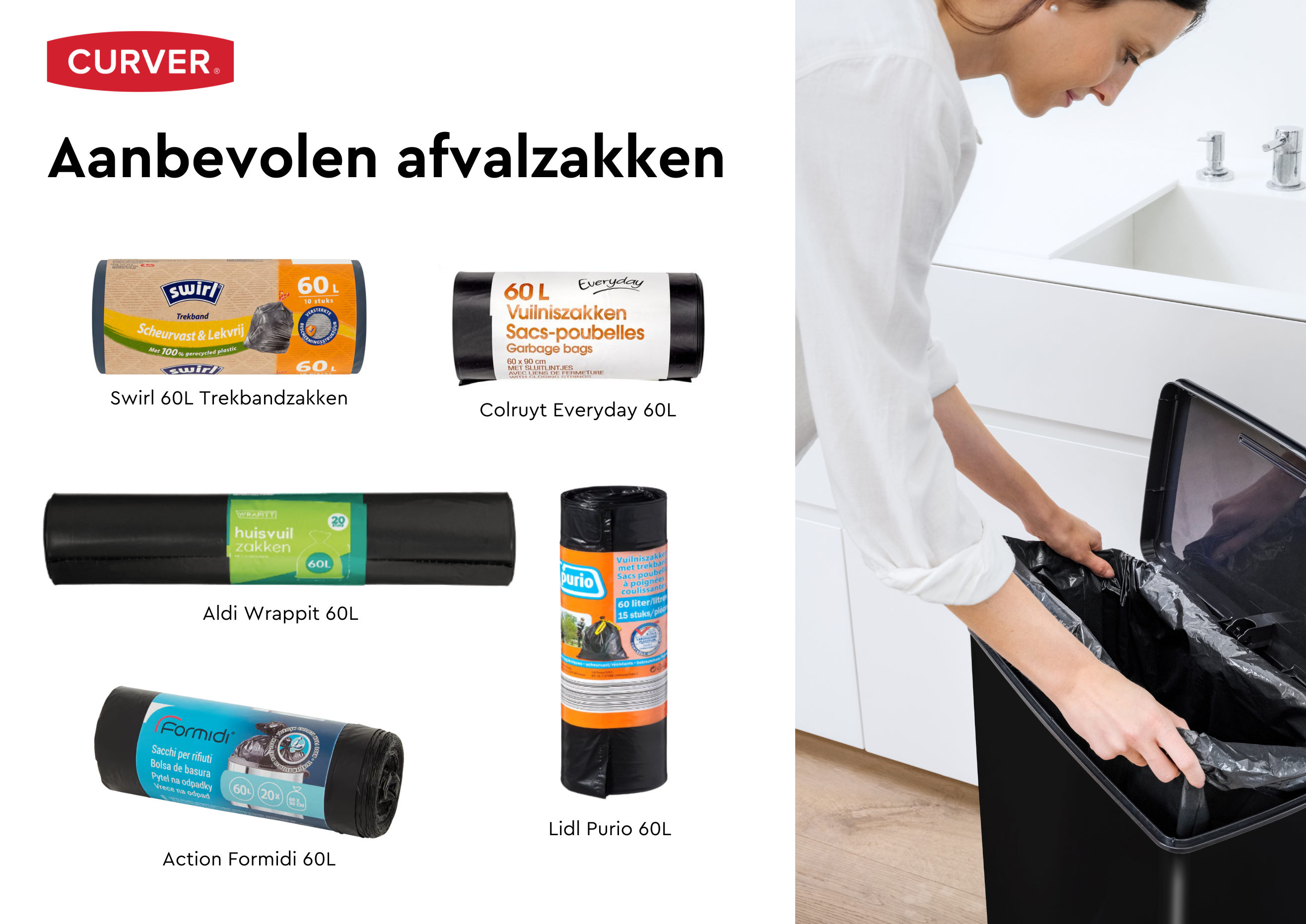 Curver Decobin Prullenbak - 65L - Rechthoekig - Zwart