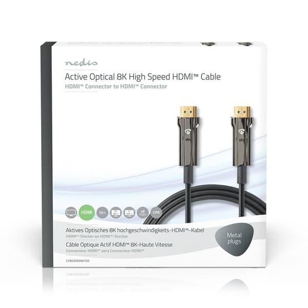 Nedis Aktiv Optical Ultra High Speed ​​HDMI-Kabel med Ethernet | HDMI ™ -kontakt | HDMI ™ -kontakt | 8K@60Hz | 48 Gbps | 15.0 m | Rund | PVC | Sort |