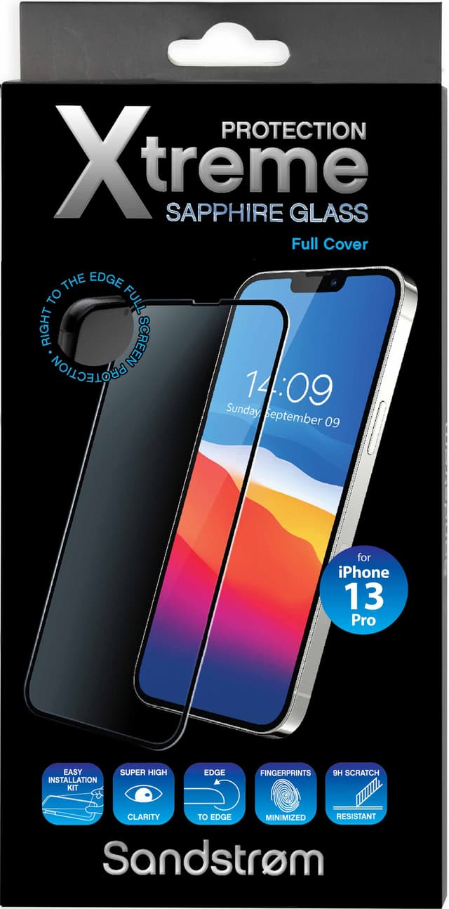 Sandstrøm buet skærmbeskytter i glas til iPhone 13/13 Pro/14/16e