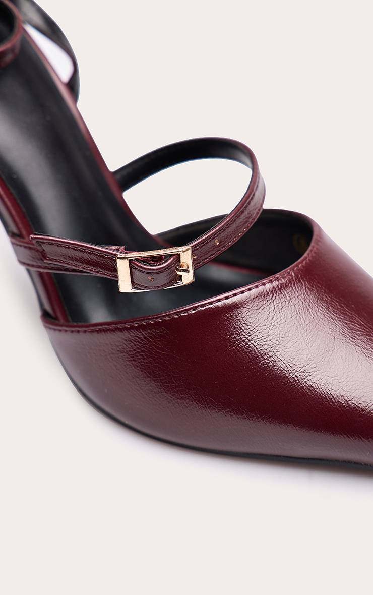 Rouge Bordeaux Escarpins À Talons Aiguilles Bout Pointu Avec Détails Boucles