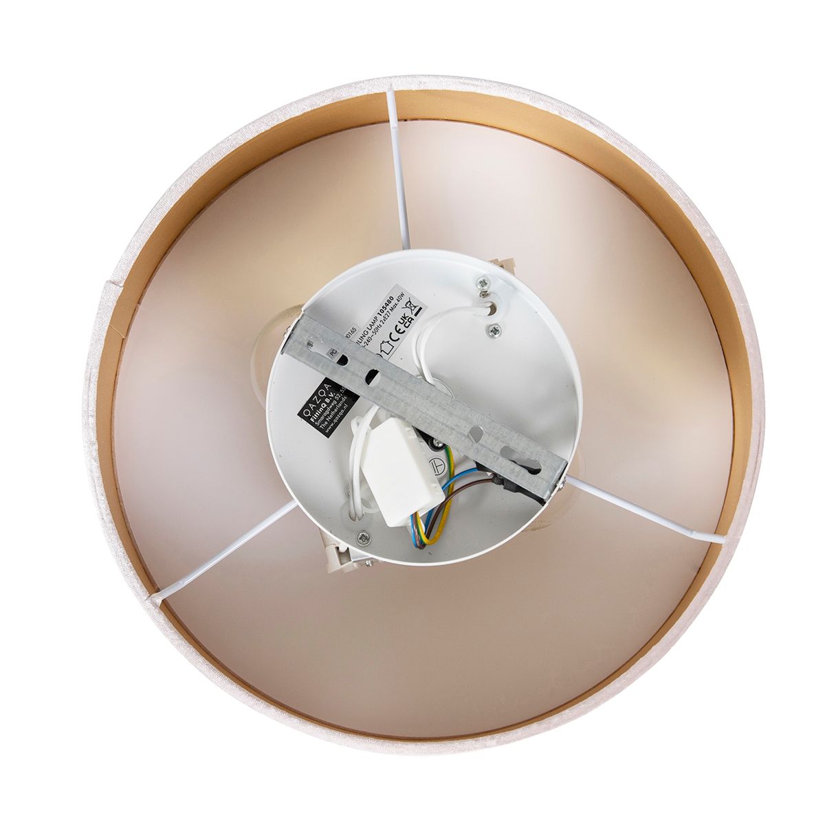 Moderne plafondlamp roze 30 cm met gouden binnenkant - Drum
