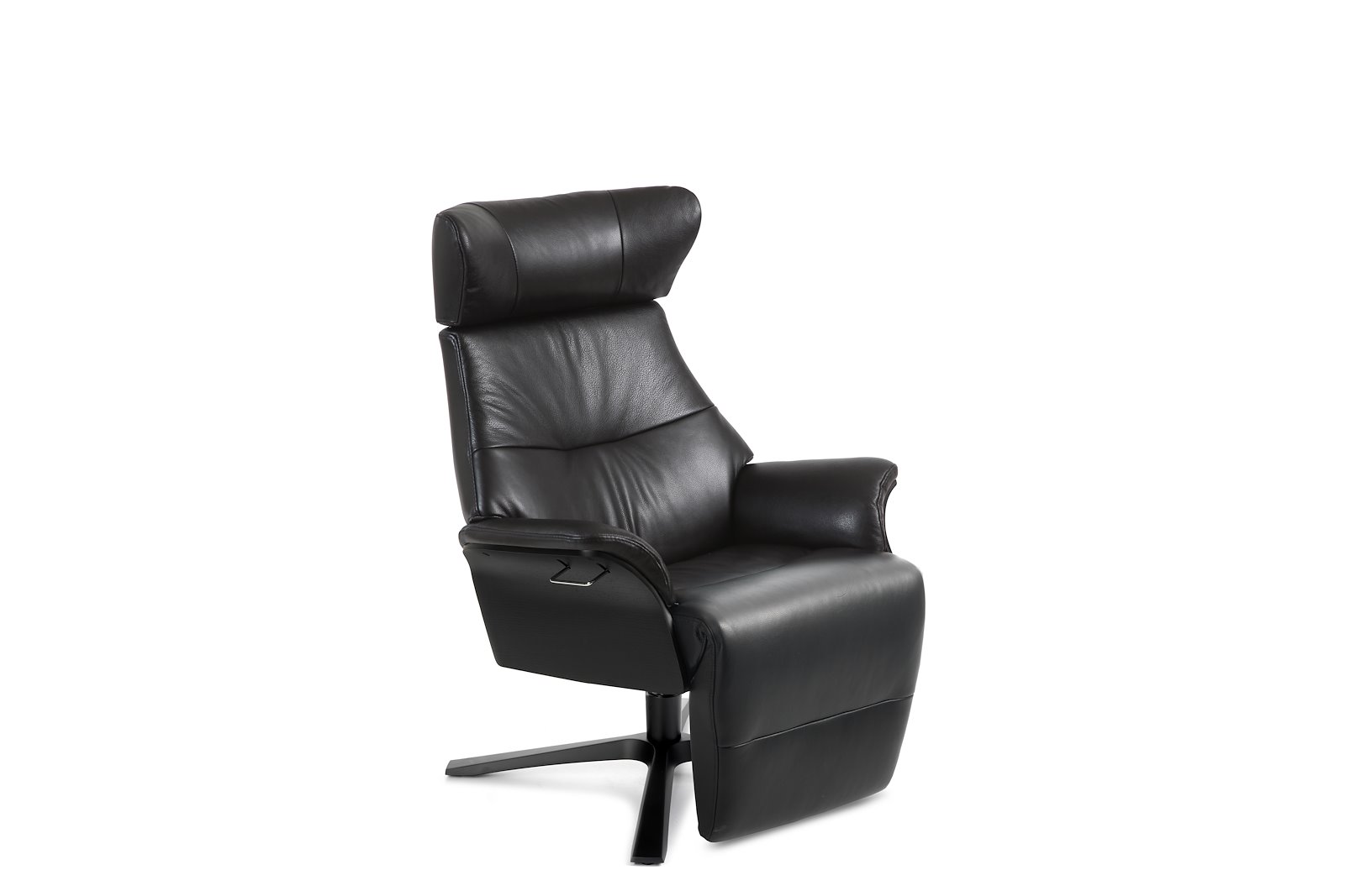 Air lenestol med fothviler I hud Zero 2534-89 Black, Quattro svingfot sort alu. Skrog i helkledd