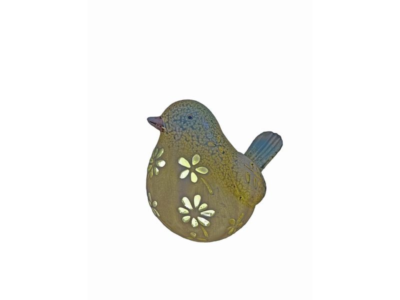 Dameco Solar Figur Vogel Grün LED Solar Figur aus Keramik