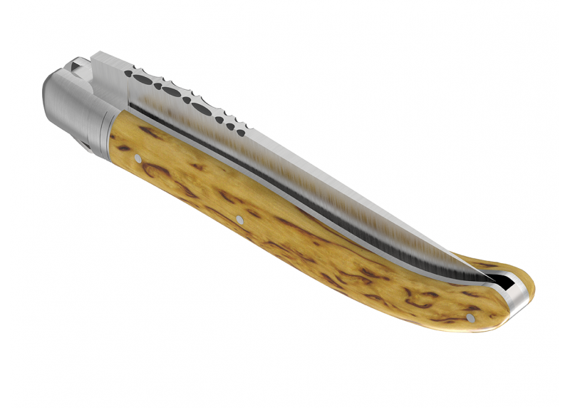 Couteau Laguiole avec un manche en bois de bouleau et 1 mitre en acier inoxydable