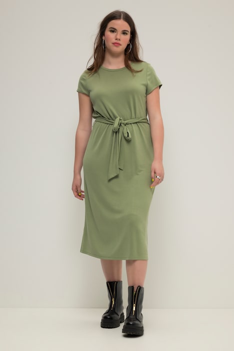 Midikleid, A-Line, Jersey, Rundhals, Halbarm