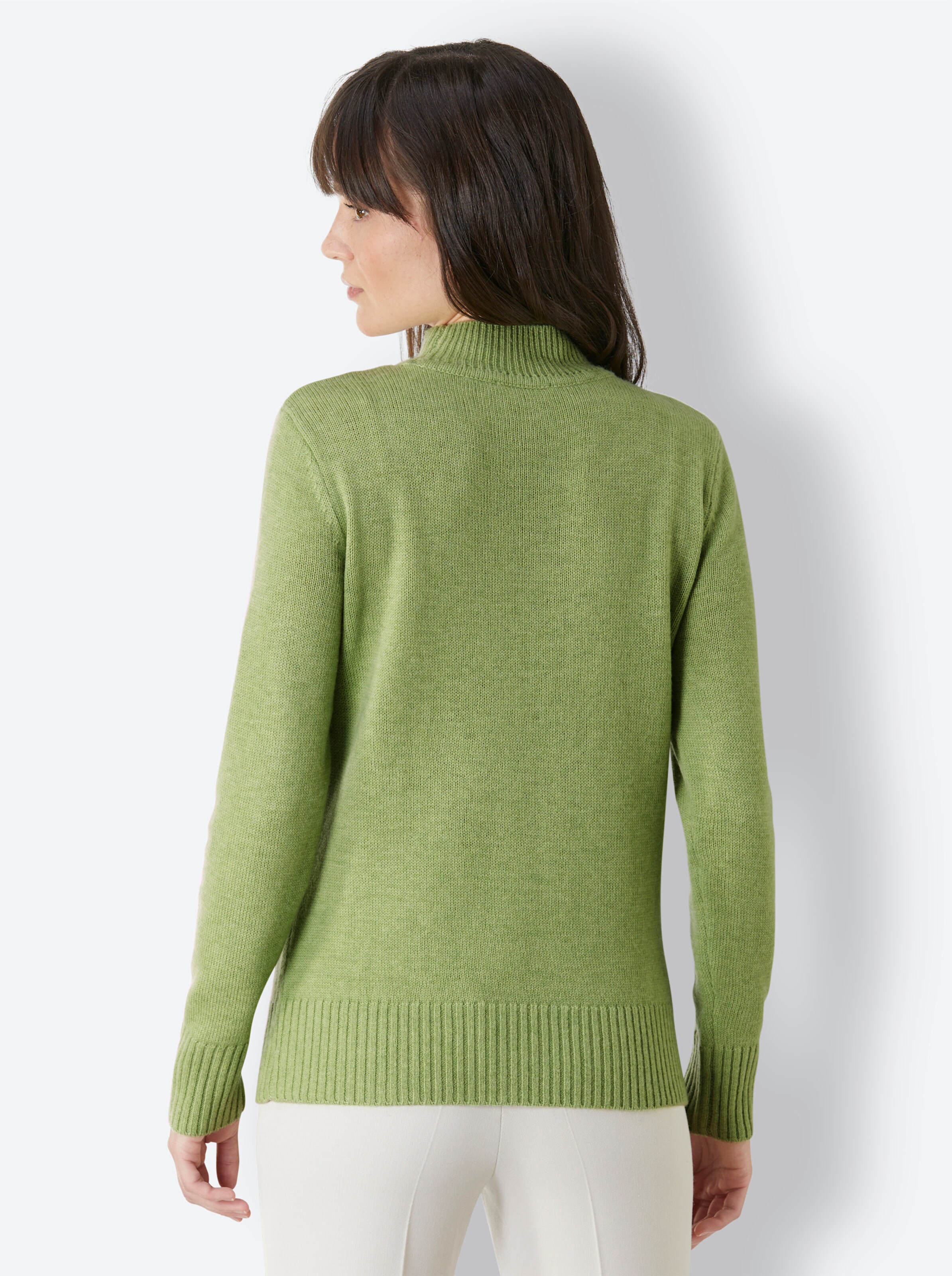 CREATION L PREMIUM Merino-Kaschmir-Pullover in kiwi-meliert