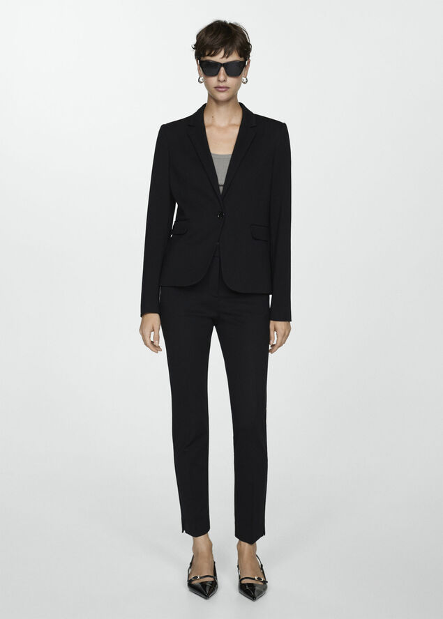 MANGO Pleated suit trousers Black