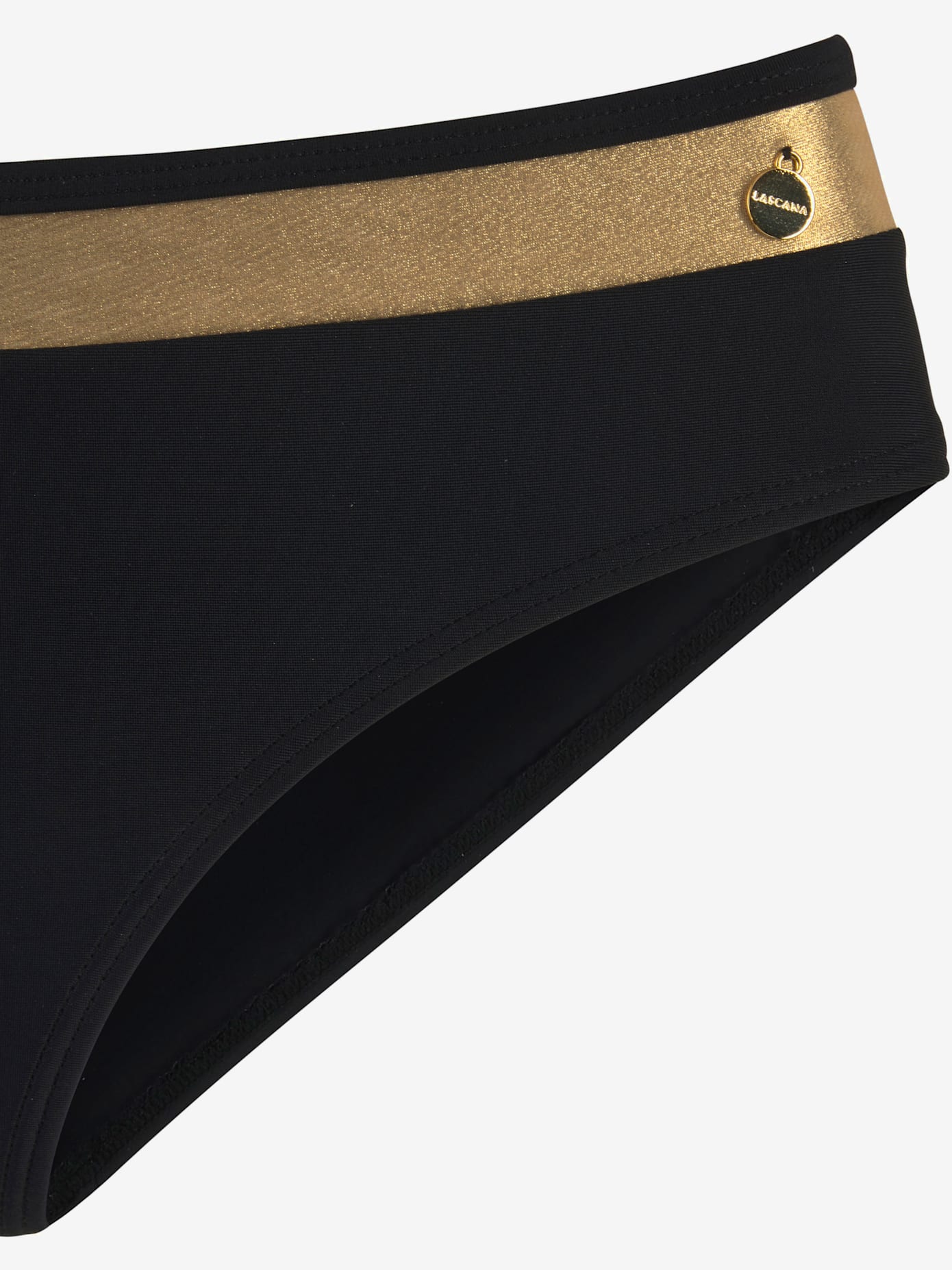 Bas de maillot de bain couleur unie avec empiècement couleur or
