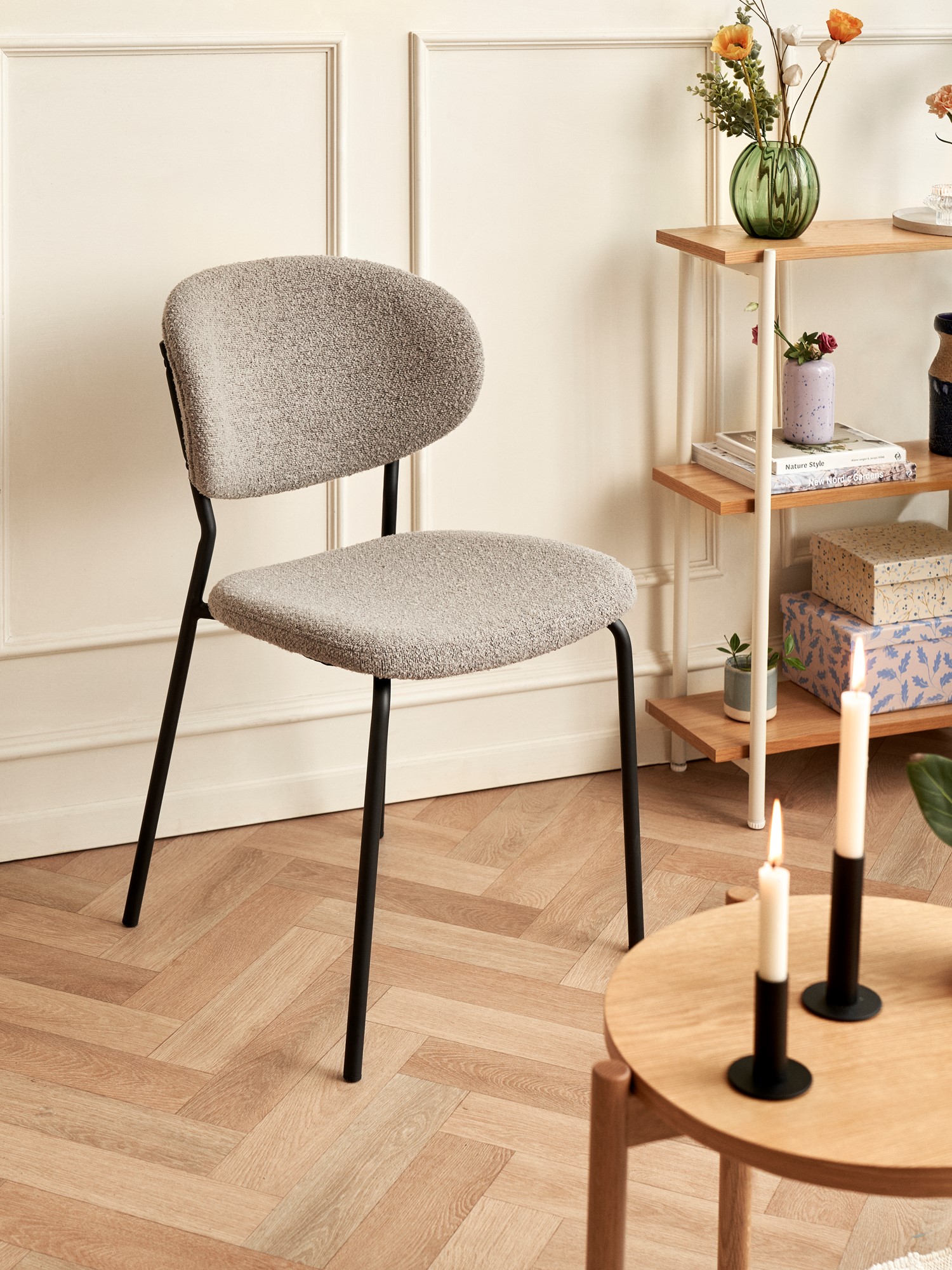 Stole i boucléstof 2-pak | 56 x 47,5 x 80,5 cm. 2 stk. | Grey