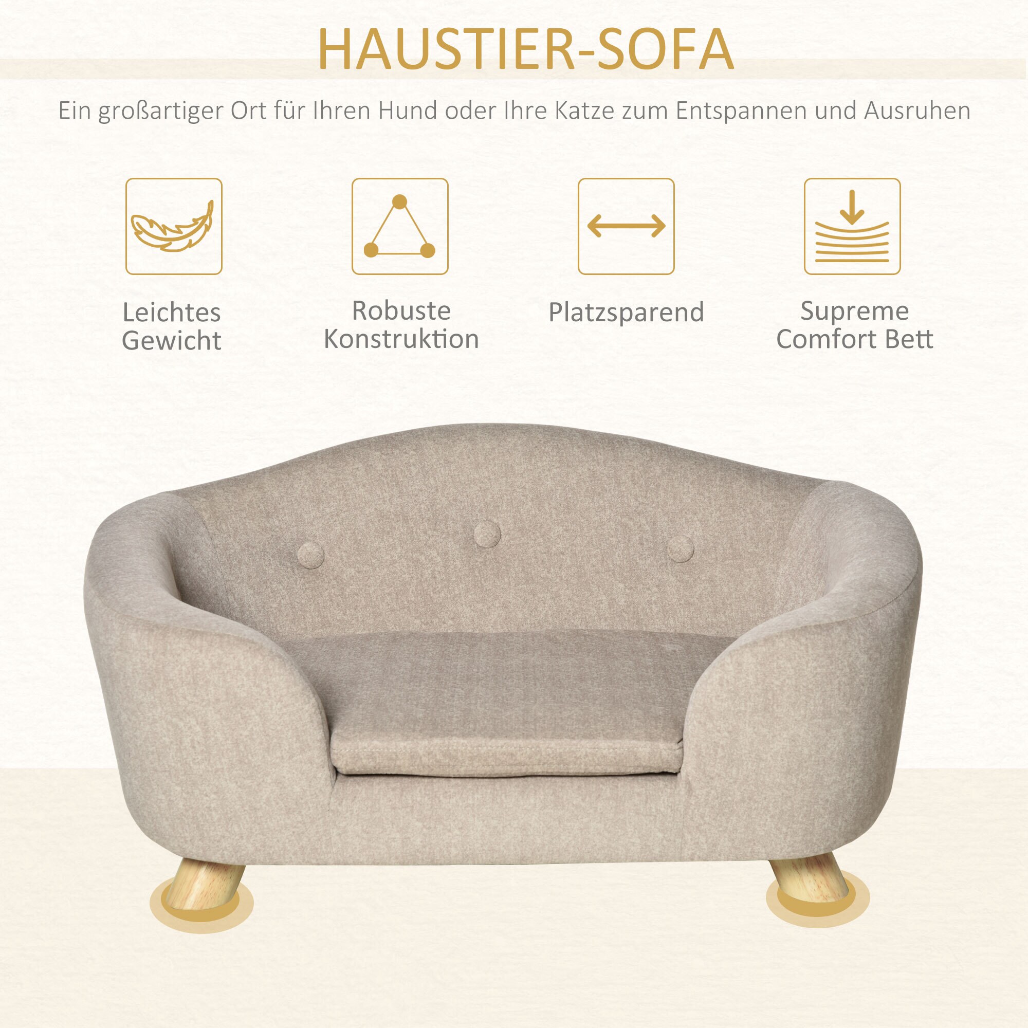 PawHut Hundebett mit Kissen 70B x 47T x 30H cm