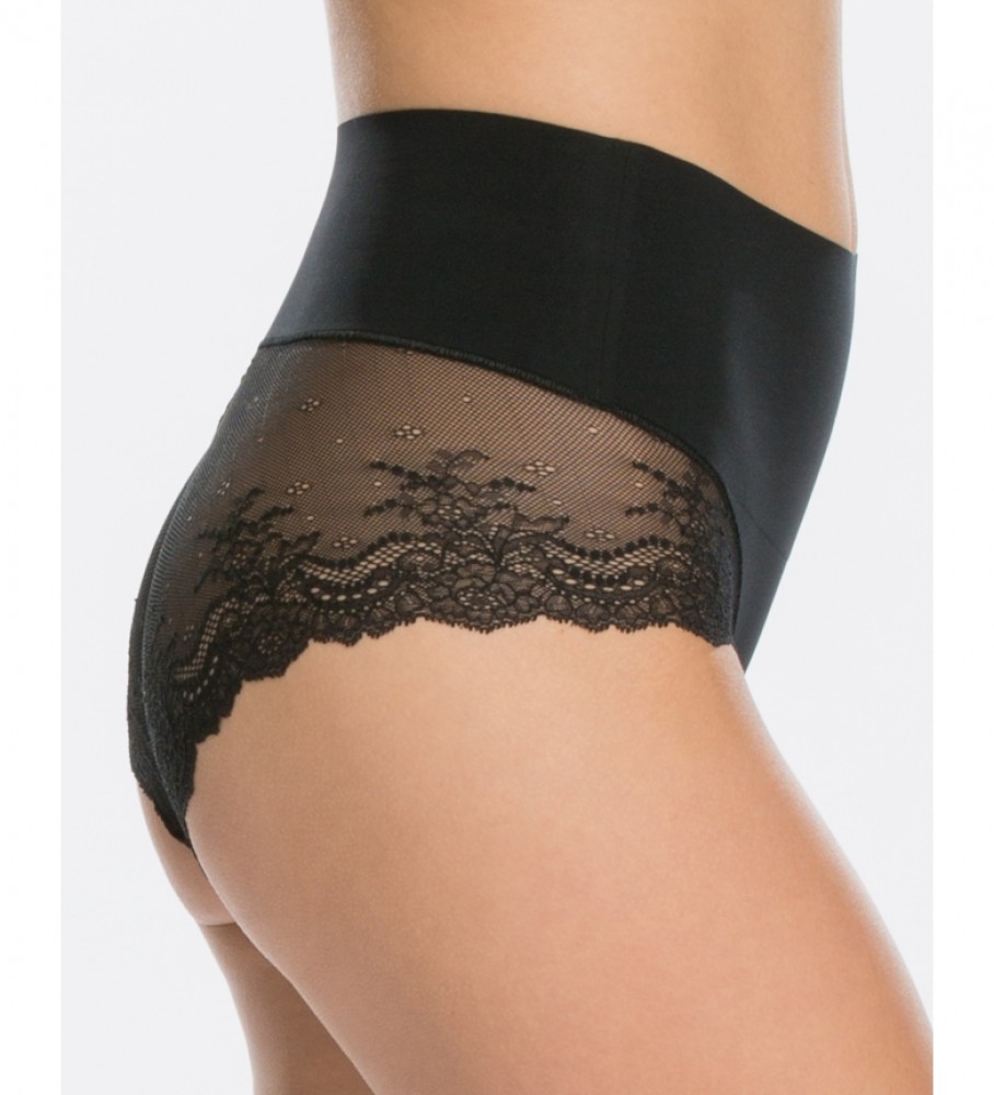 Calcinha modeladora sem costura com renda SPANX SP0515 preta