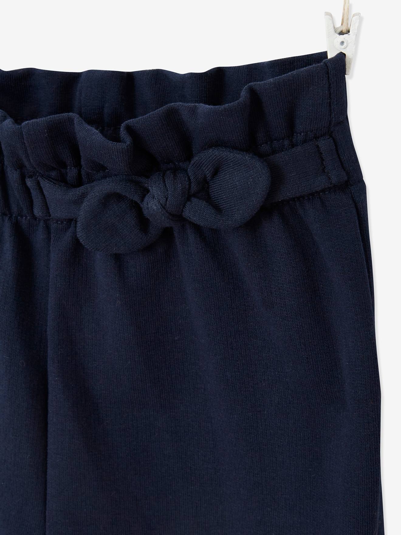Calça de lã polar azul-escura lisa com cintura elástica para bebê