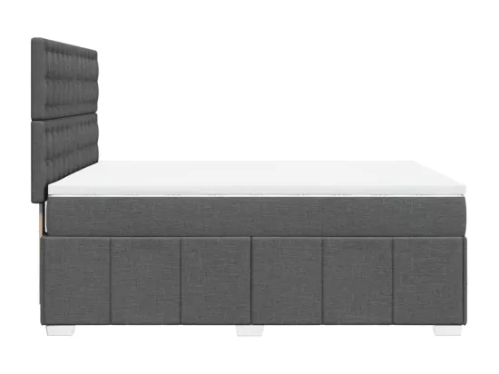 Sommier à lattes de lit avec matelas Gris foncé 140x190cm Tissu