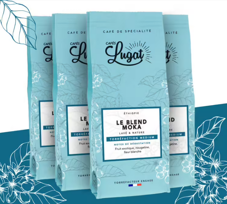 4x250g Café en grain Le Blend Moka - CAFES LUGAT