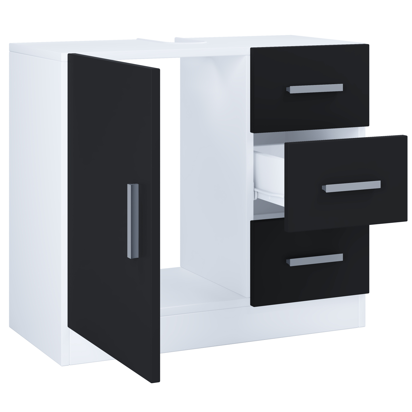 Waschbeckenunterschrank ZALO XL - schwarz-weiß - 63 cm