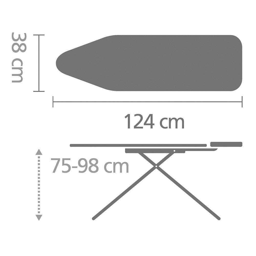 Brabantia PerfectFlow Stoomunithouder Strijkplank 124 x 38 cm
