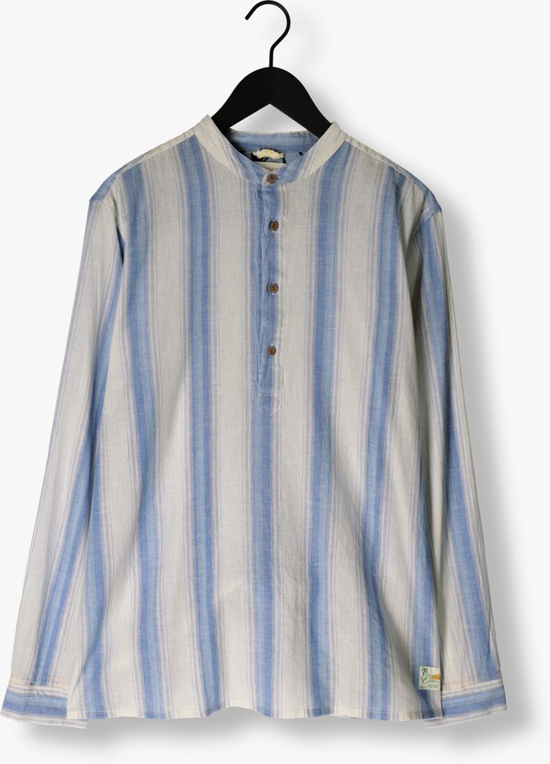 SCOTCH & SODA witte scotch & soda casual overhemd cotton linen blend kaftan in checks and stripes