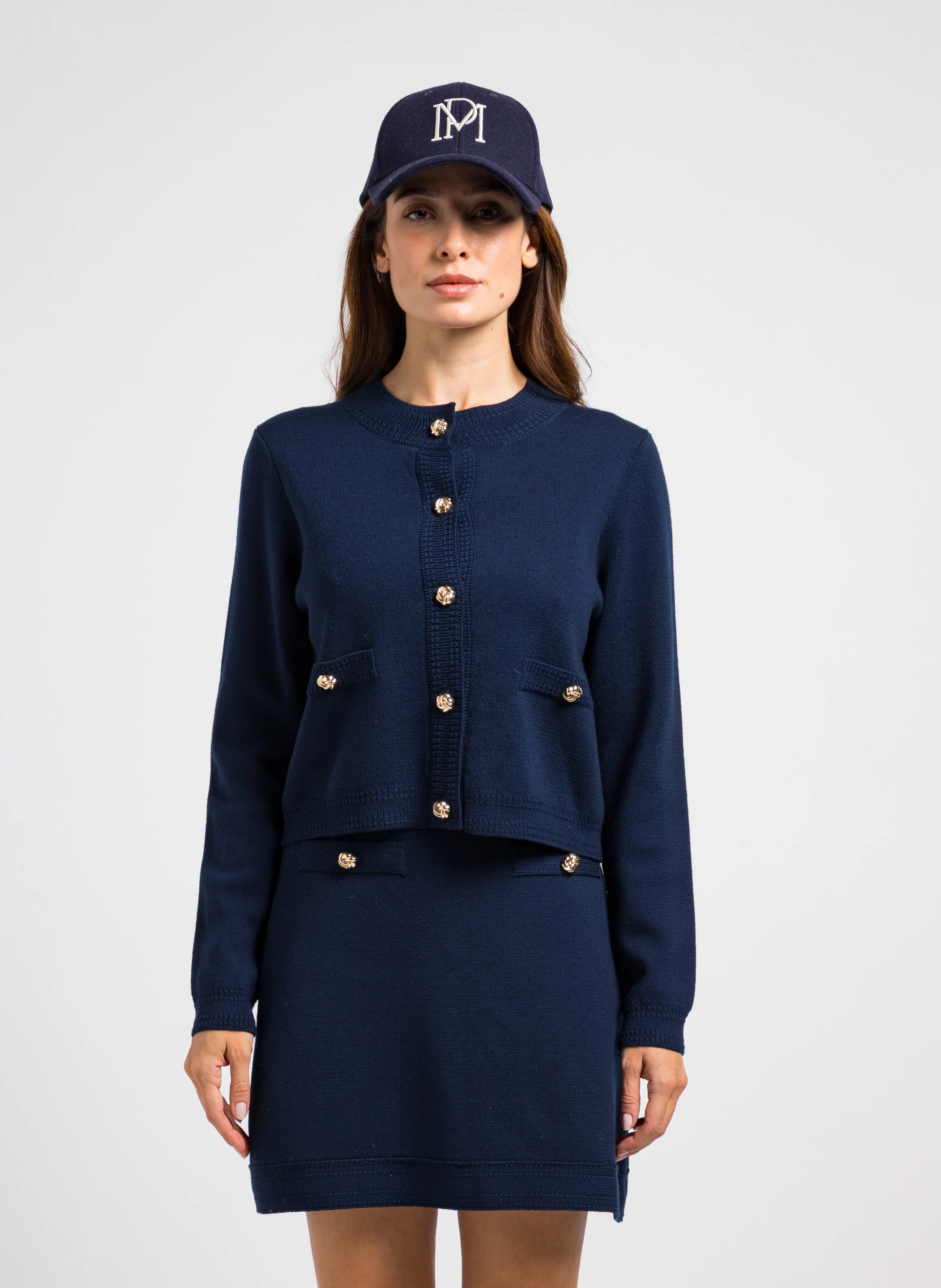 MELBA - Gilet boutonné en laine| Bleu