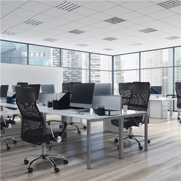 Yaheetech Bürostuhl Schreibtischstuhl ergonomischer Bürodrehstuhl mit hoher Netz-Rückenlehne Wippfunktion Office Chair, Belastbar bis 135 kg