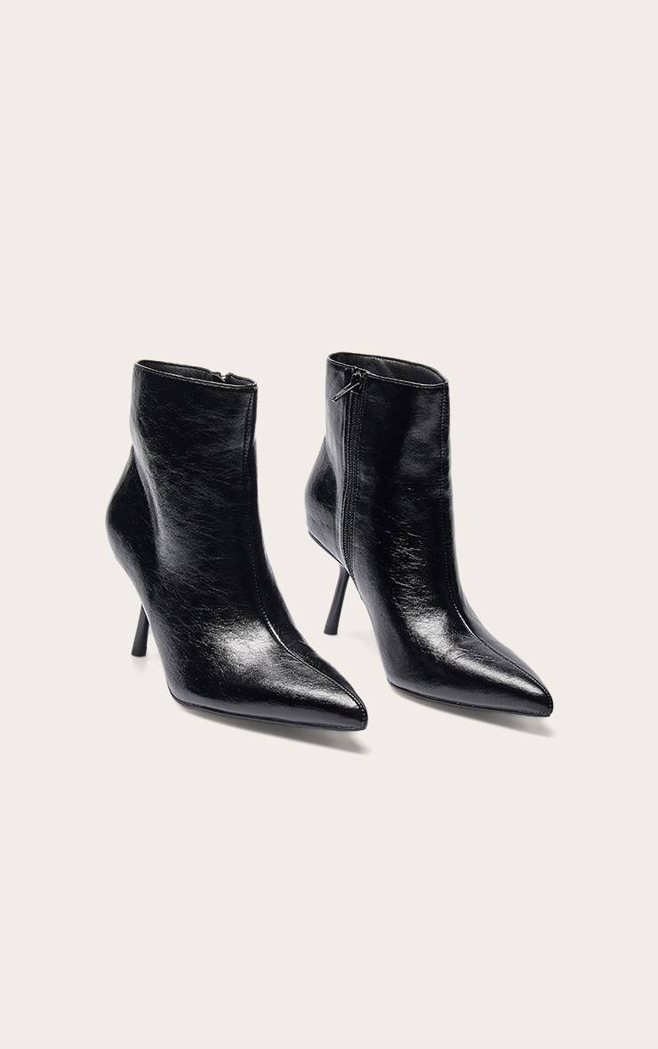Noir Bottines À Talons Bout Pointu En Synthétique Plissé