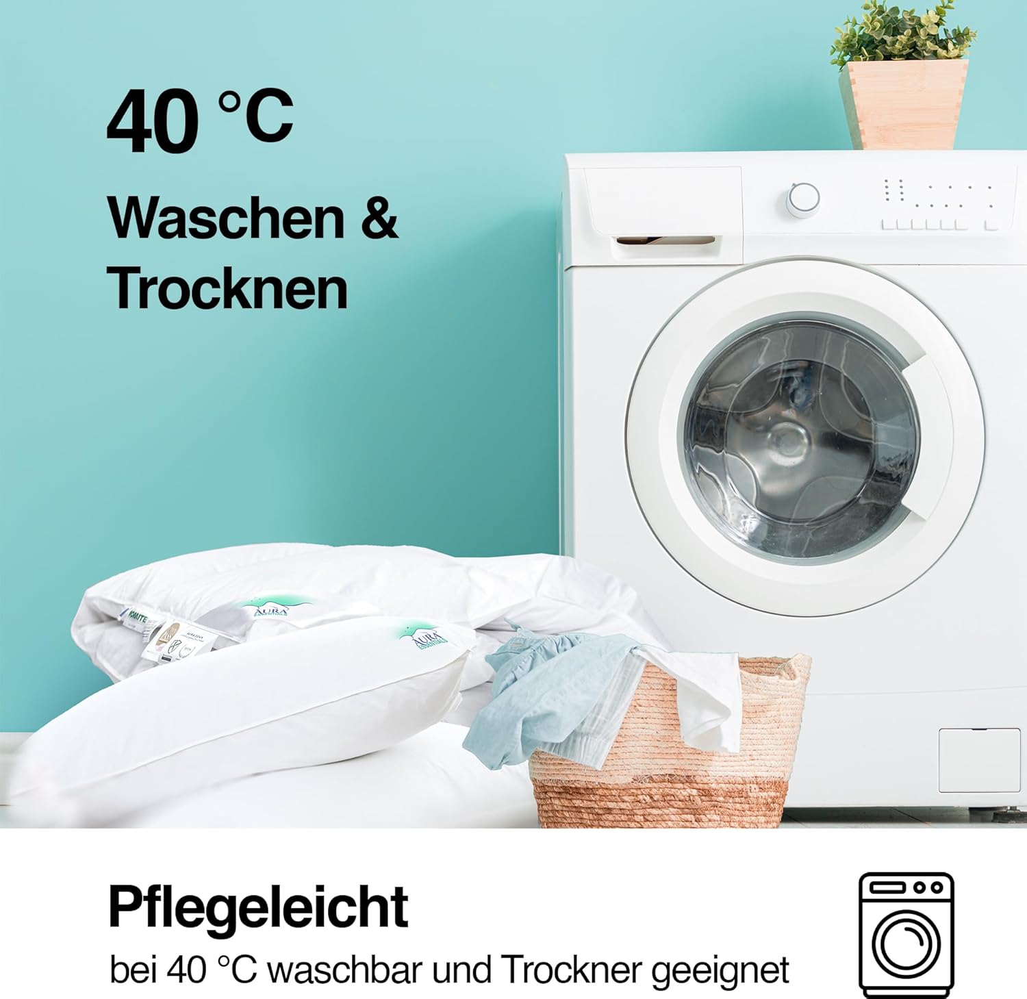 Aura® Daunendecke 135 x 200 cm Warm Winterdecke | Premium ungarische Daunen Klasse I | Oeko-TEX 100 allergikergeeignet | pflegeleicht 100% Baumwolle | Aura® Essentials Bettdecke für Winter