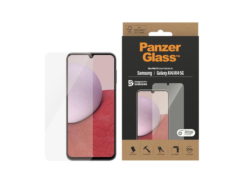 Panzerglass Displayschutz Ultra wide Fit Galaxy A14 / A14 5 Display-Schutzfolie für das Samsung Galaxy A14/Galaxy A14 5G