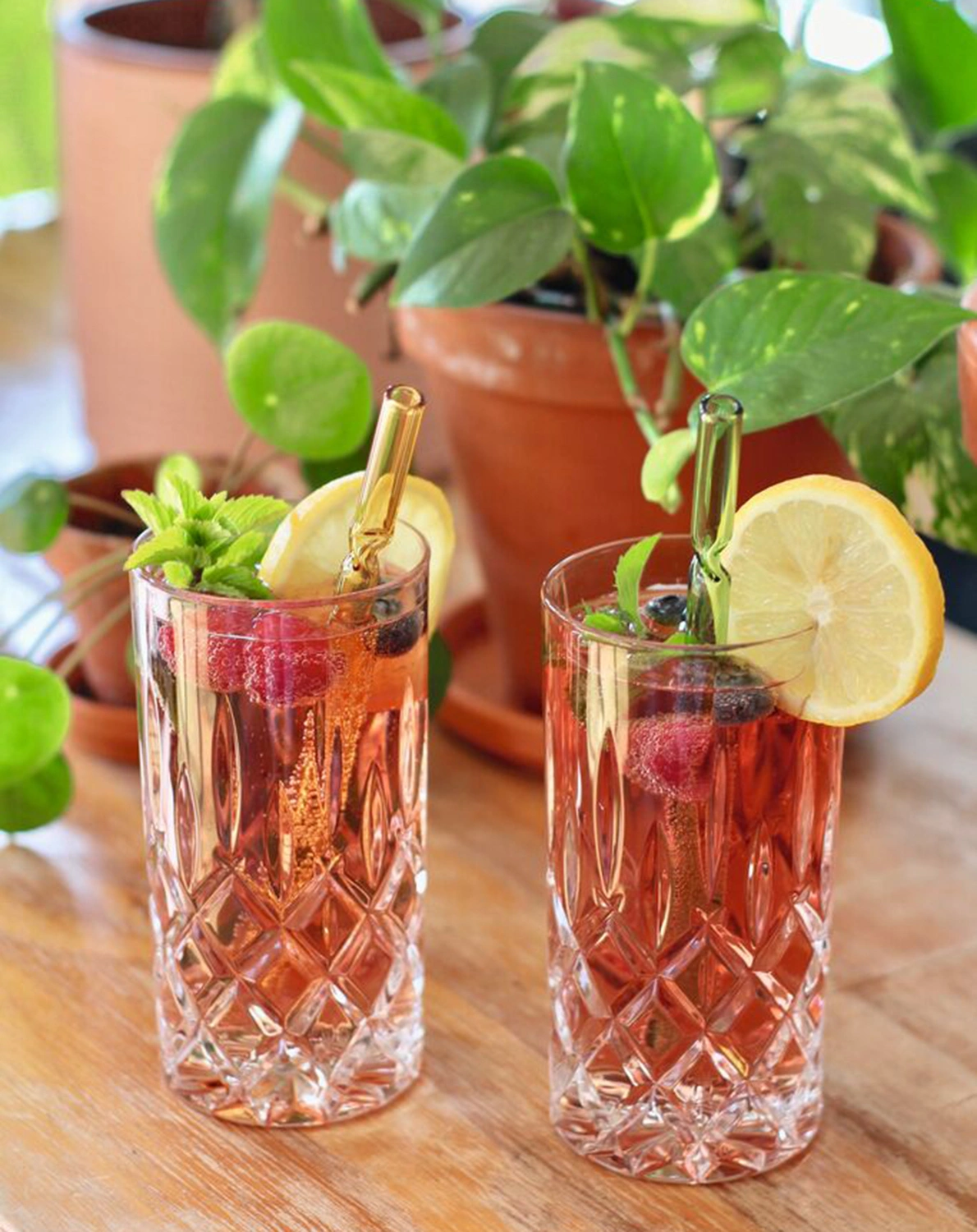 Glas-Trinkhalme BLATT & BLÜTE 6er-Set