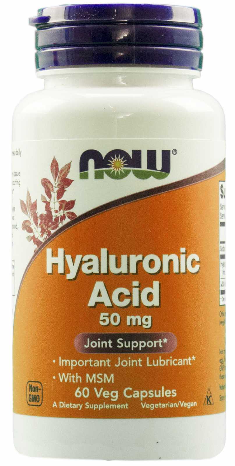 NOW Foods Ácido Hialurônico com MSM 60 Cápsulas