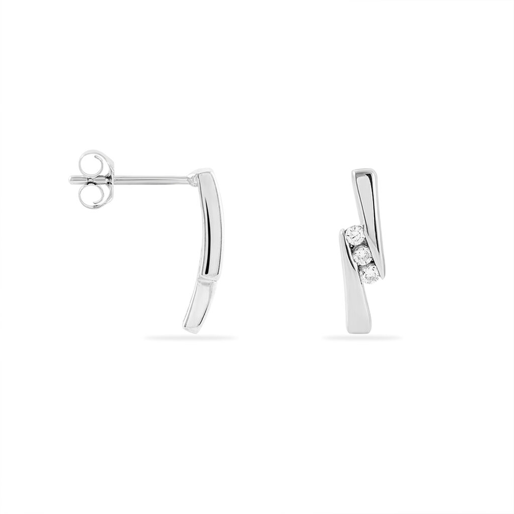 Boucles D'oreilles Puces Galya Or Blanc Diamant