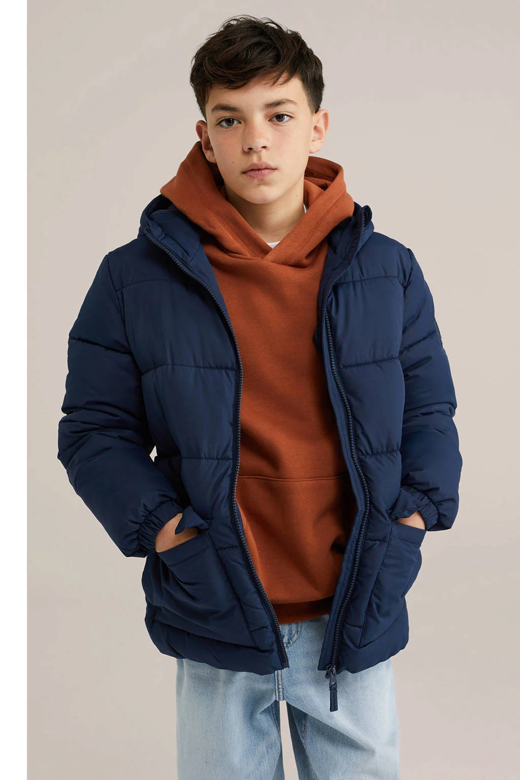 WE Fashion Blue Ridge gewatteerde jas donkerblauw