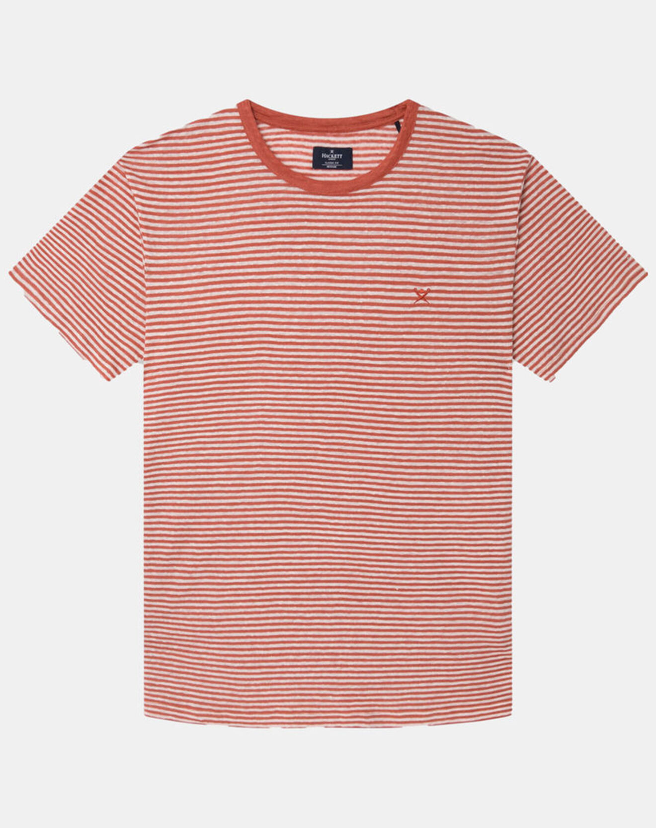 Hackett London T-Shirt 100% Lin Regular Fit Bat à rayures orange moyen