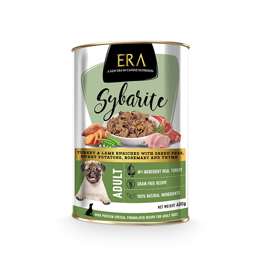 Patê Era Sybarite Adult de Peru, Cordeiro e Batata-Doce em Lata para Cães