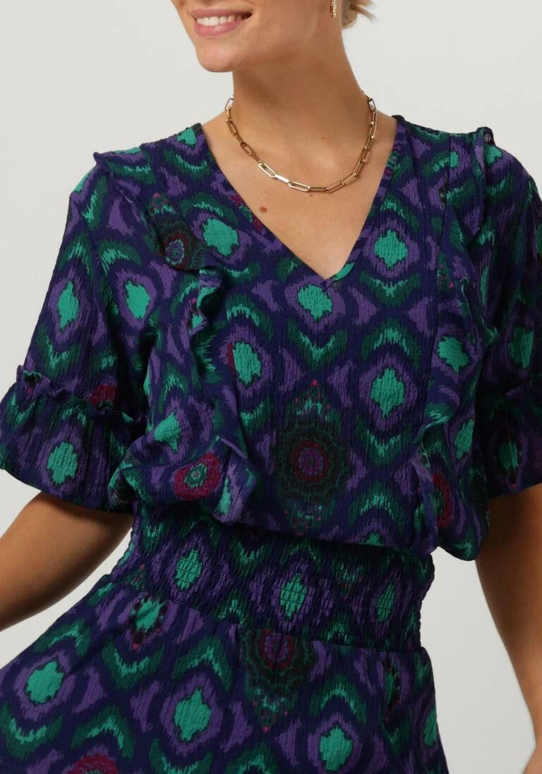 ALIX THE LABEL paarse alix the label top ladies woven ikat ruffle top