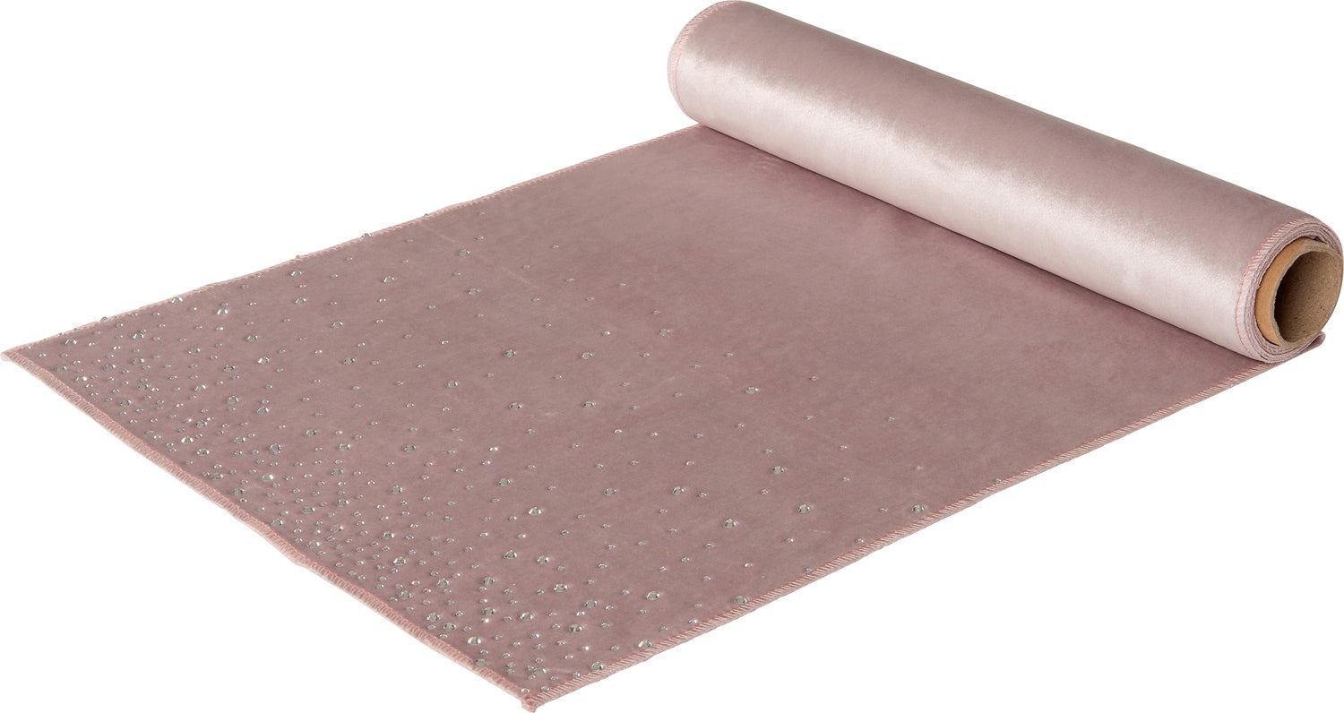 Intratuin tafelloper Strass roze / zilver 180 x 35 cm