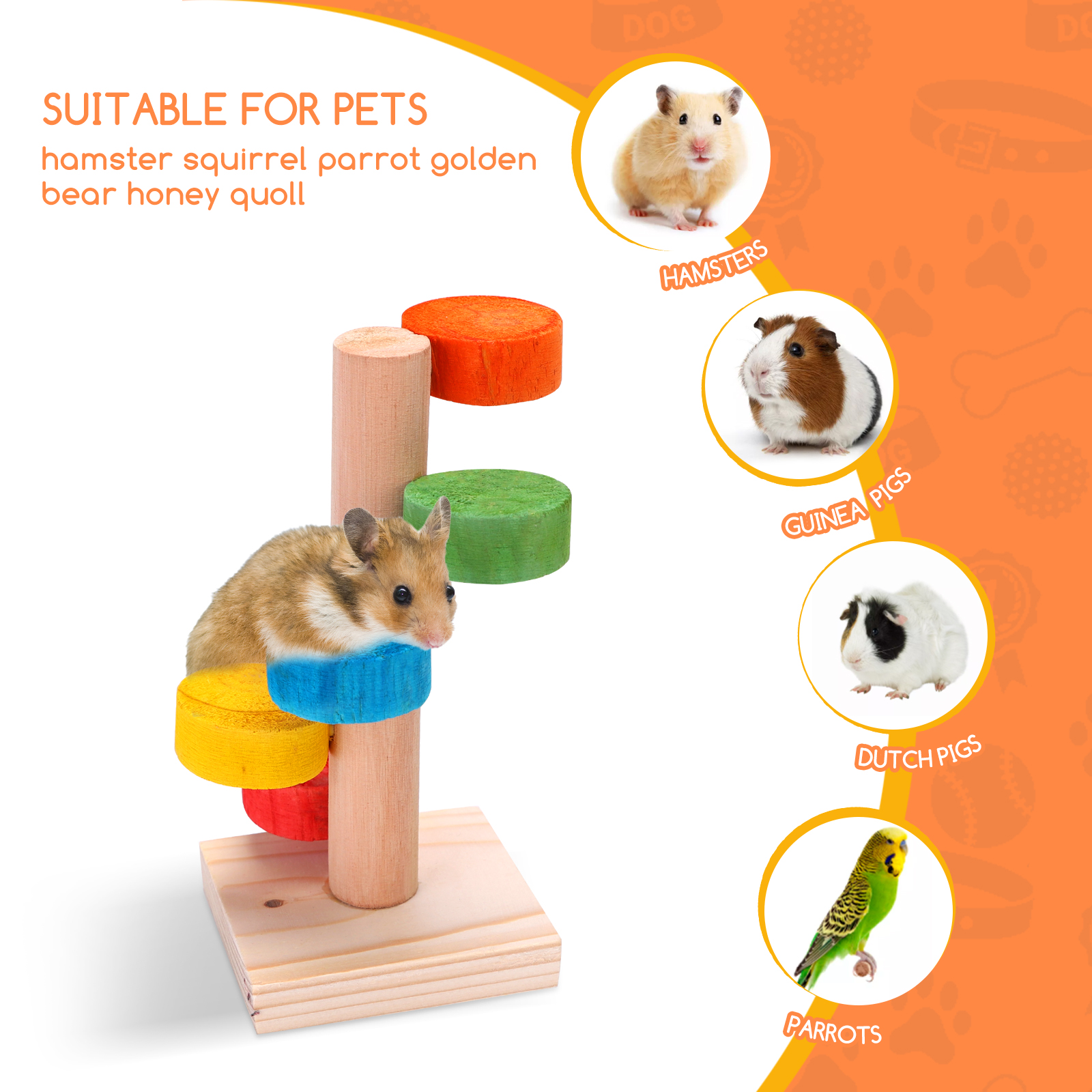 Nobleza - Brinquedo de madeira natural para roer para hamsters: escada, ponte, papagaio, furão, esquilo, rato ou outros pequenos roedores para brincar e se exercitar(1)