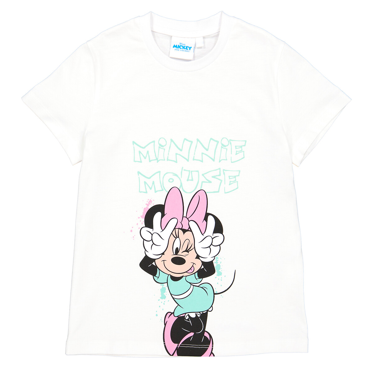 MINNIE MOUSE<br>Camiseta de gola redonda com estampa da Minnie Mouse