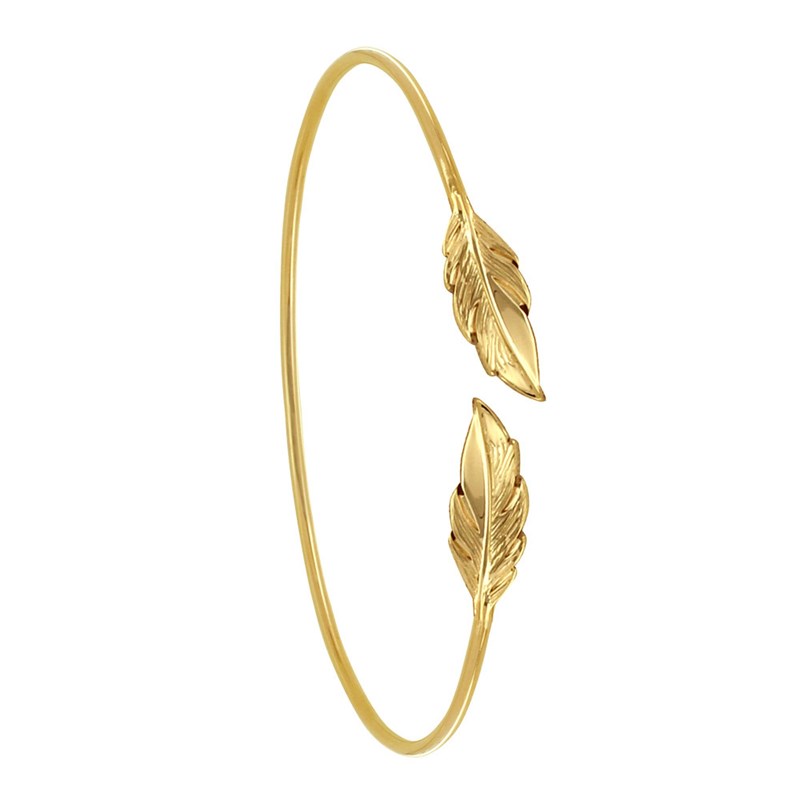 Bracelet Plaqué Or Jonc Deux Plumes