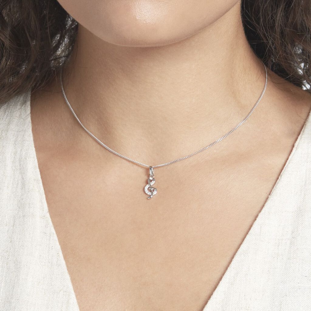 Pendentif Amelot Argent Blanc Oxyde De Zirconium