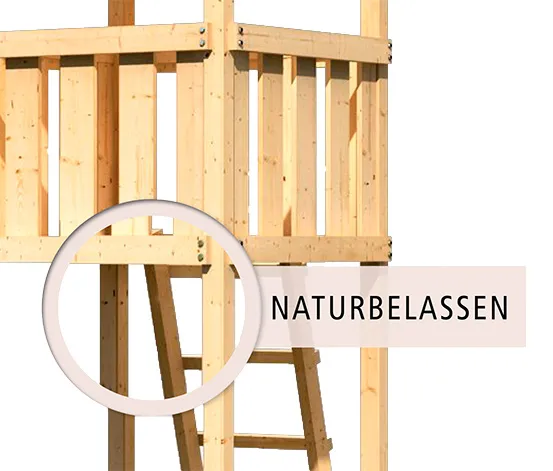 Karibu Spielturm »Luis« mit Doppelschaukel, Rutsche und Anbauplattform