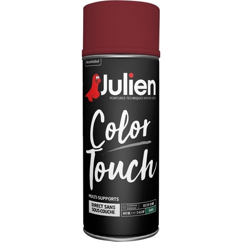 Peinture satinée multi-supports Color Touch Julien - Aérosol de 400 ml, rouge basque RAL 3004